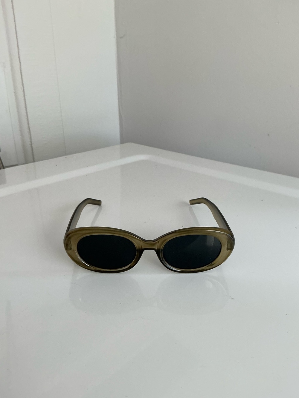 Olive Green Oval Women's Sunglasses - Unbranded